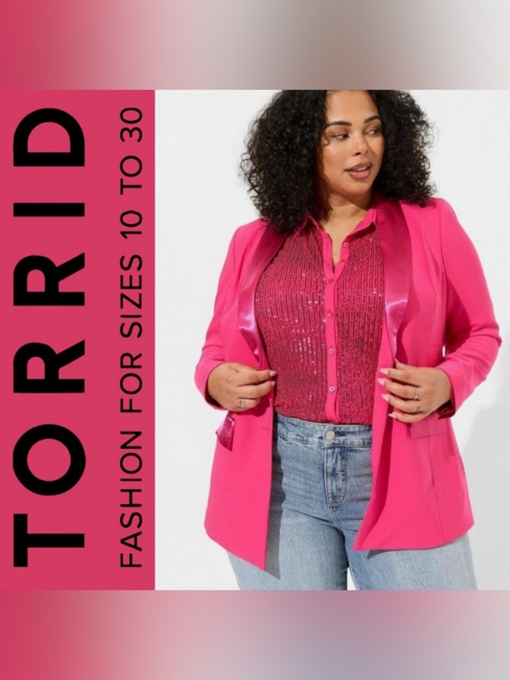Torrid Studio Refined Crepe Satin Lapel Pink Blazer, NWT!